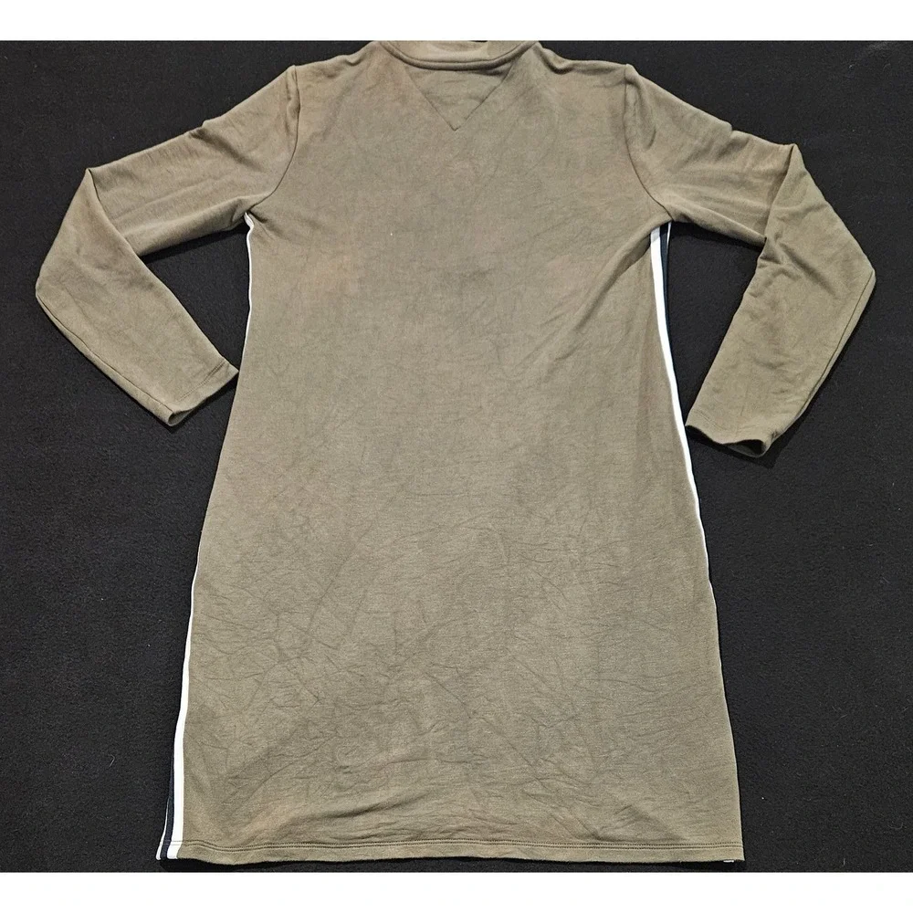 Tommy Jeans One Piece Long Sleeve Olive Green Distressed Womens Size Small Dress